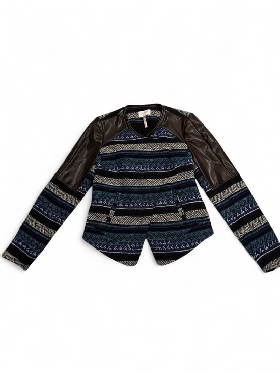 Laundry By Shelli Segal Jackets & Blazers - Laundry By Shelli Segal Aztec Pattern Jacket, Brown Faux Leather Accents SZ 6